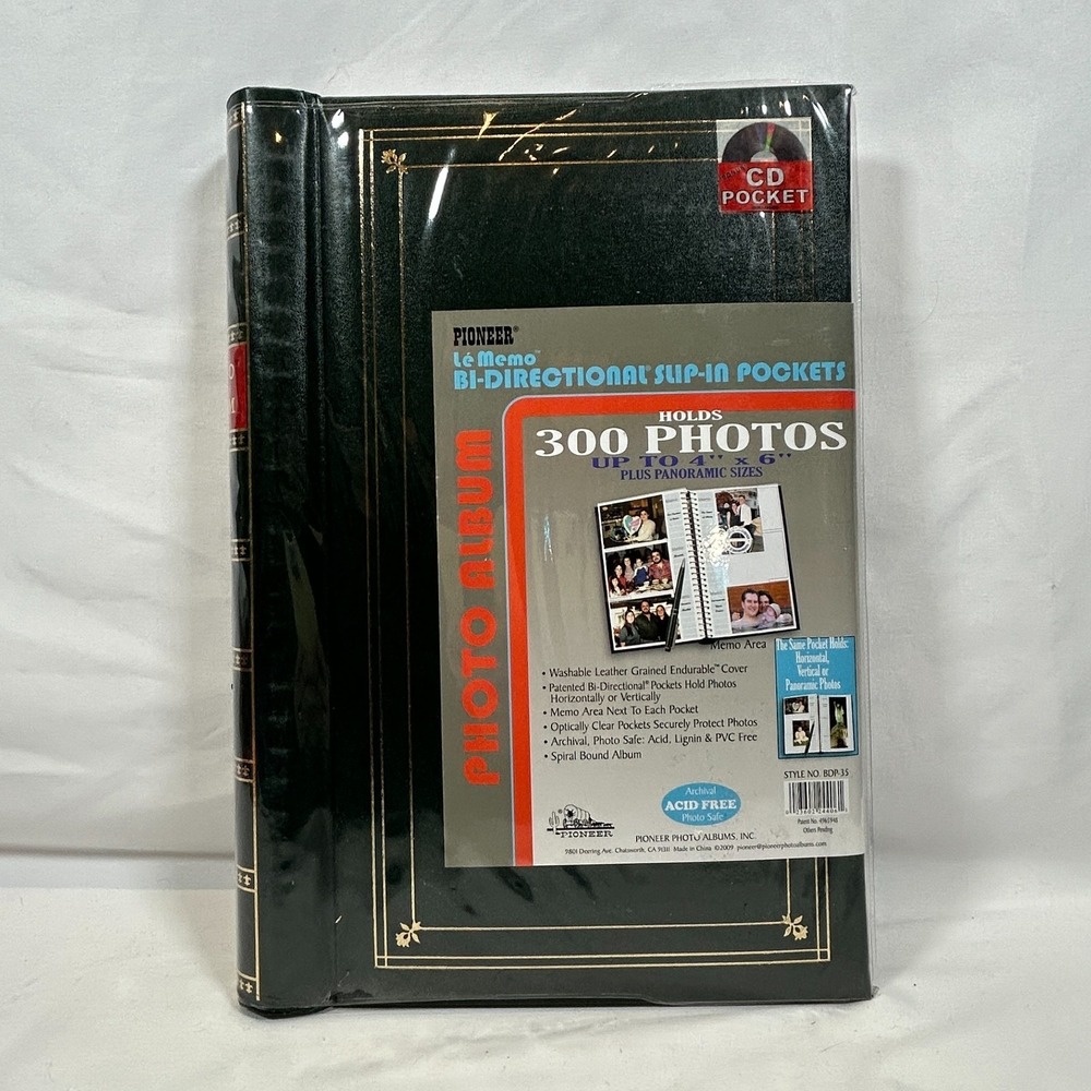 Vintage Photo Album 300 Picture 4x6 Pioneer Le Memo Spiral Leather Pockets Green